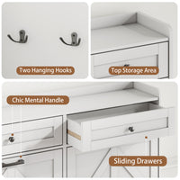 Anymaple Newport White 4-door shoe cabinet, narrow shoe cabinet styled for hallway foyer or apartment entryway