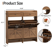 Anymaple Newport Walnut 4-door shoe cabinet, stable farmhouse style cabinet detail for daily home use