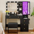 Anymaple Illume Collection Black makeup vanity with lighted mirror and jewelry cabinet lighted mirror for makeup and skincare