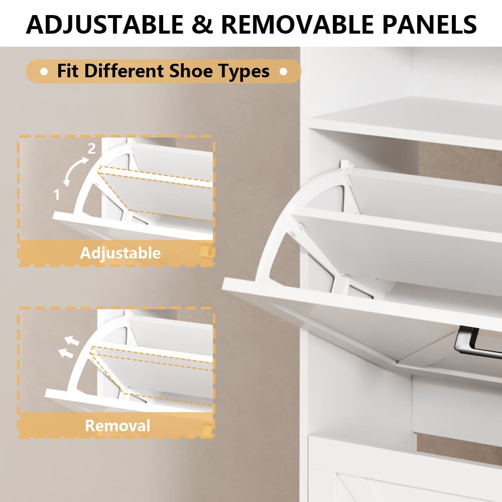 HLG024 Shoe Cabinet for Entryway with 3 Flip Drawers