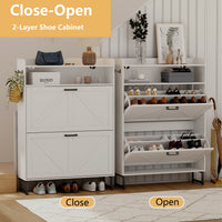 HLG024 Shoe Cabinet for Entryway with 3 Flip Drawers