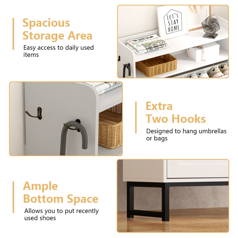 HLG024 Shoe Cabinet for Entryway with 3 Flip Drawers