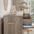 Anymaple Axton 6-Drawer Dresser Gray bedroom dresser, detail feature