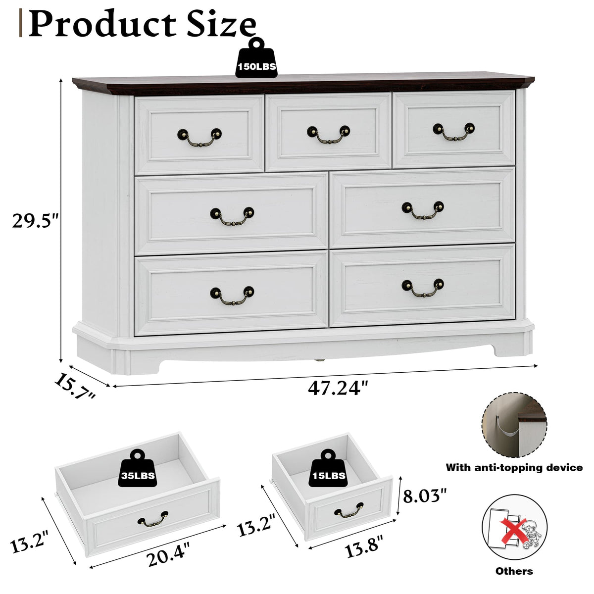 Axton Dresser with 7 Drawer for Bedroom
