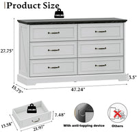 HLG038  Farmhouse 6 Drawers Dresser for Bedroom