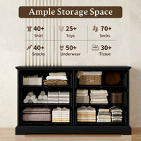 Anymaple Farmhouse Collection Black 6-Drawer Wide Dresser for Bedroom with deep storage drawers, metal handles and farmhouse bedroom style, ample storage capacity view