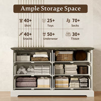 Anymaple Farmhouse Collection White 6-Drawer Wide Dresser for Bedroom with deep storage drawers, metal handles and farmhouse bedroom style, ample storage capacity view