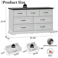 HLG039  Farmhouse 7 Drawers Dresser for Bedroom
