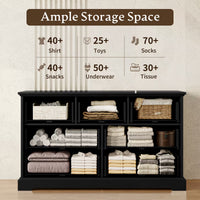 Anymaple Farmhouse Collection Black 7-Drawer Wide Dresser for Bedroom with deep storage drawers, metal handles and farmhouse bedroom style, ample storage capacity view