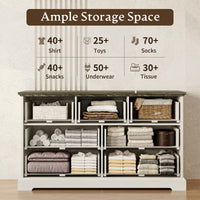 Anymaple Farmhouse Collection White 7-Drawer Wide Dresser for Bedroom with deep storage drawers, metal handles and farmhouse bedroom style, ample storage capacity view