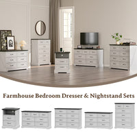 Anymaple Farmhouse Collection White 7-Drawer Wide Dresser for Bedroom with deep storage drawers, metal handles and farmhouse bedroom style, farmhouse bedroom set view