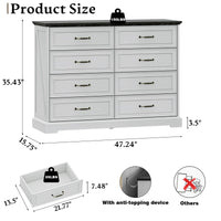 HLG040  Farmhouse 7 Drawers Dresser for Bedroom