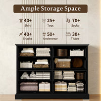 Anymaple Farmhouse Collection Black 8-Drawer Tall Dresser for Bedroom with deep storage drawers, metal handles and farmhouse bedroom style, ample storage capacity view