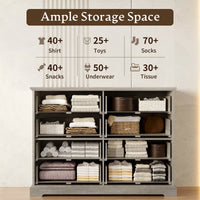 Anymaple Farmhouse Collection Gray Oak 8-Drawer Tall Dresser for Bedroom with deep storage drawers, metal handles and farmhouse bedroom style, ample storage capacity view