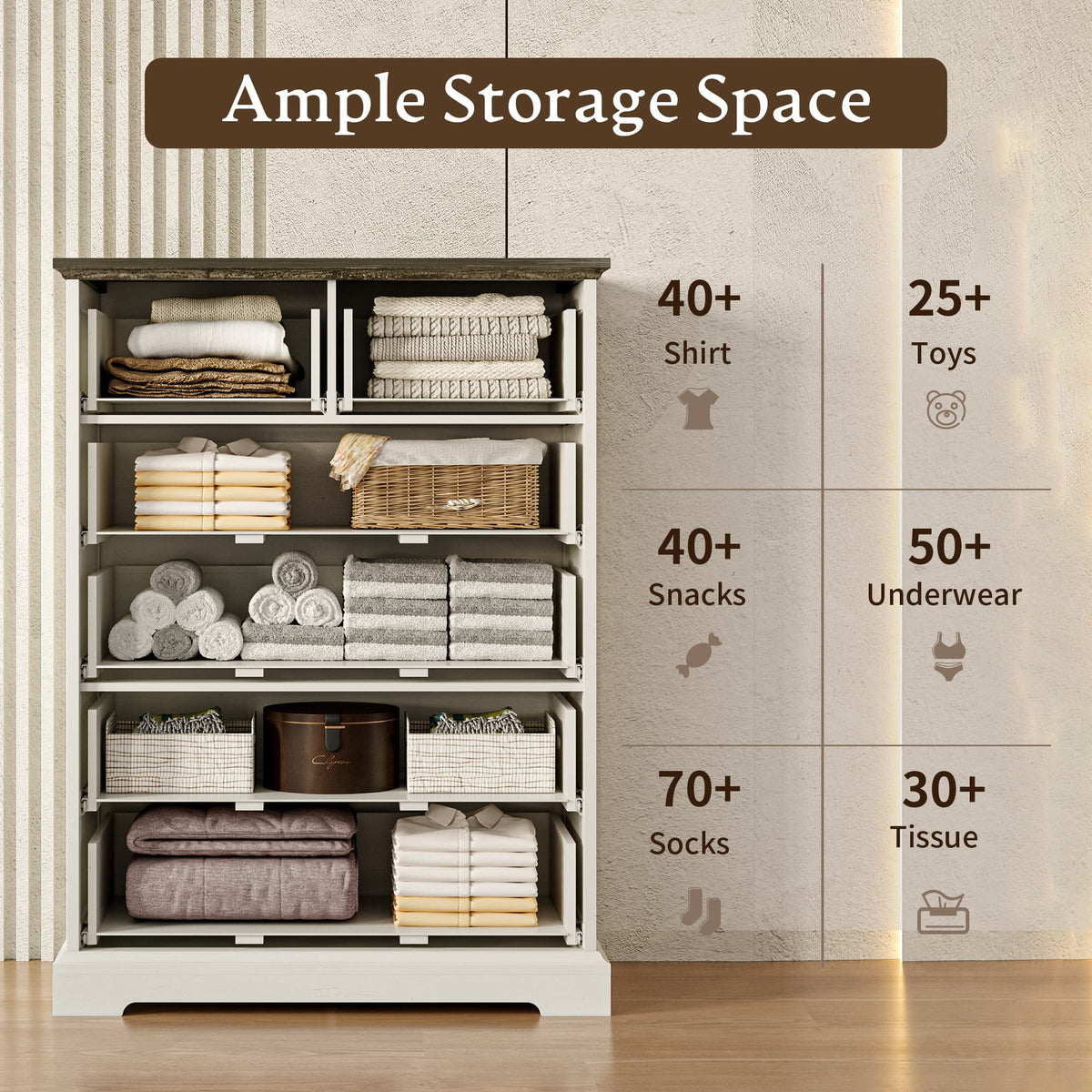 HLG041  Farmhouse 6 Drawers Dresser for Bedroom