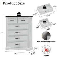 HLG041  Farmhouse 6 Drawers Dresser for Bedroom