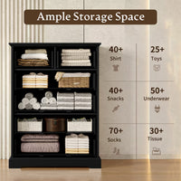 Anymaple Farmhouse Collection Black 6-Drawer Tall Dresser for Bedroom with deep storage drawers, metal handles and farmhouse bedroom style, ample storage capacity view