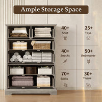 Anymaple Farmhouse Collection Gray Oak 6-Drawer Tall Dresser for Bedroom with deep storage drawers, metal handles and farmhouse bedroom style, ample storage capacity view