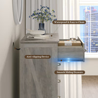 Anymaple Farmhouse Collection Gray Oak 6-Drawer Tall Dresser for Bedroom with deep storage drawers, metal handles and farmhouse bedroom style, smooth drawer and anti-slip detail