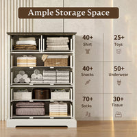 Anymaple Farmhouse Collection White 6-Drawer Tall Dresser for Bedroom with deep storage drawers, metal handles and farmhouse bedroom style, ample storage capacity view