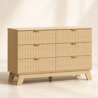 Linear Fluted 6-Drawer Wide Dresser