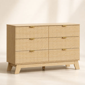 Linear Fluted 6-Drawer Wide Dresser