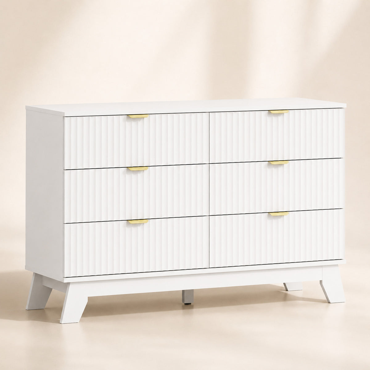 Linear Fluted 6-Drawer Wide Dresser