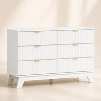 Linear Fluted 6-Drawer Wide Dresser