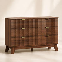 Linear Fluted 6-Drawer Wide Dresser