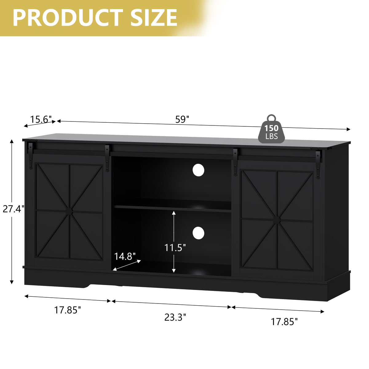 Farmhouse TV Stand for 65/60/55 Inch Tvs