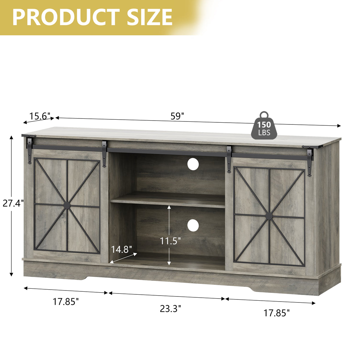 Farmhouse TV Stand for 65/60/55 Inch Tvs