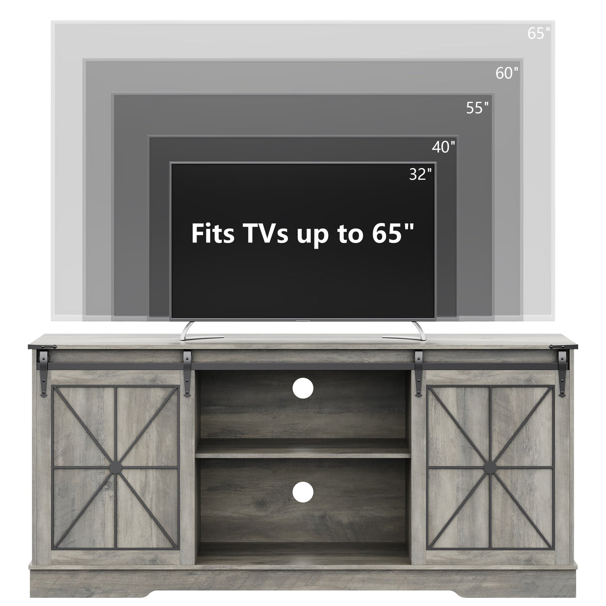 Farmhouse TV Stand for 65/60/55 Inch Tvs