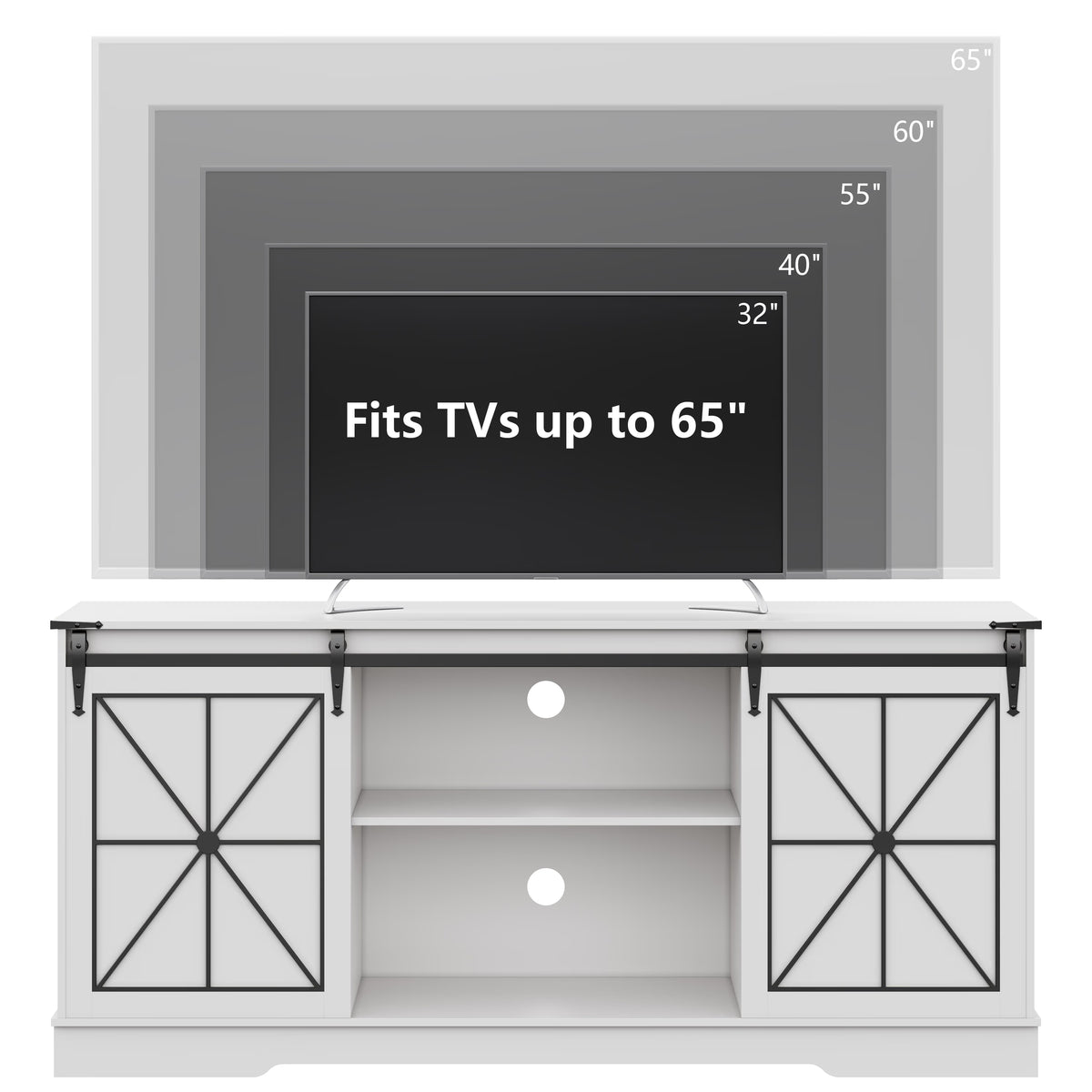 Farmhouse TV Stand for 65/60/55 Inch Tvs