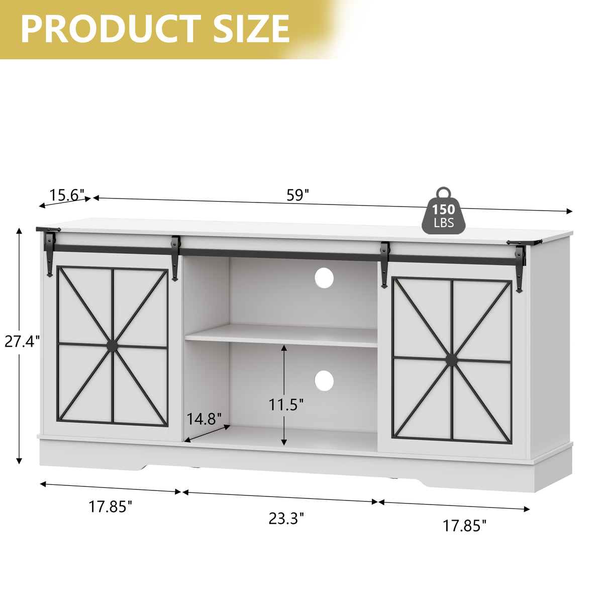 Farmhouse TV Stand for 65/60/55 Inch Tvs