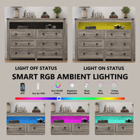 Liora  6-Drawer High Dresser with LED Light