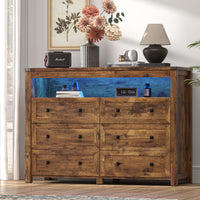 Liora  6-Drawer High Dresser with LED Light