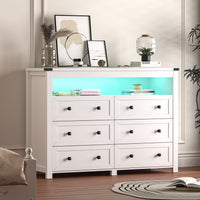 Liora  6-Drawer High Dresser with LED Light