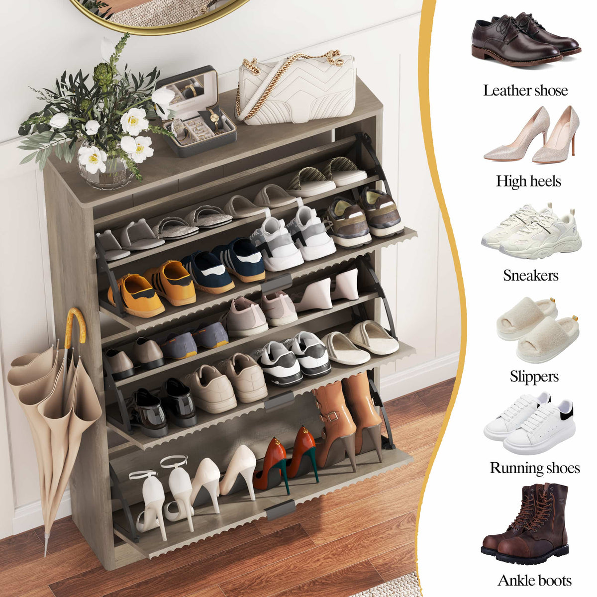 Linea Storage Cabinet with 3 Flip Drawers