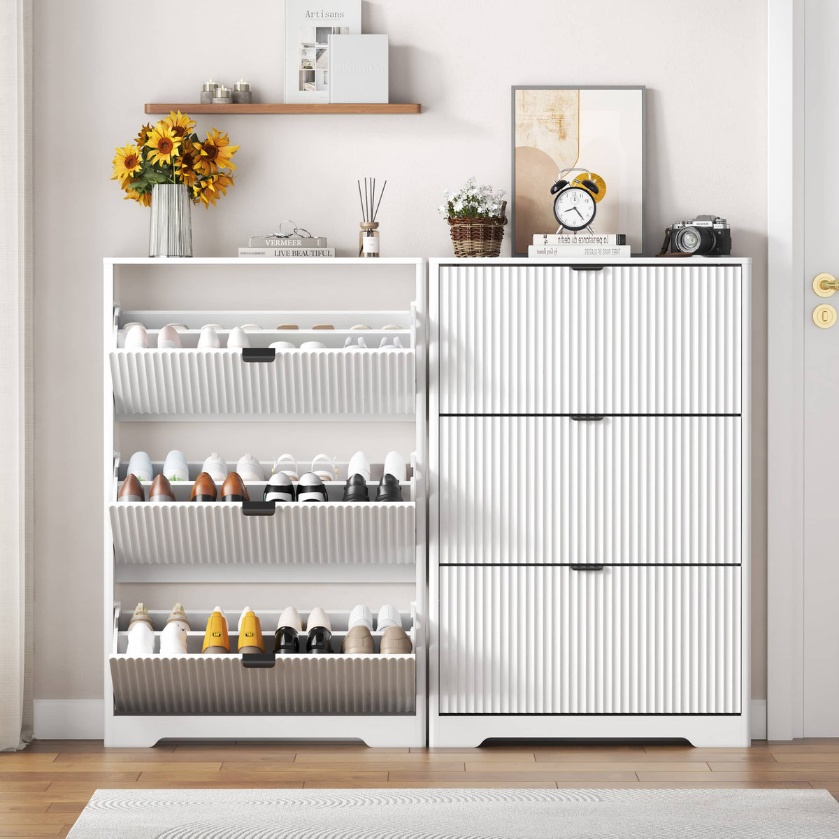 Linea Storage Cabinet with 3 Flip Drawers