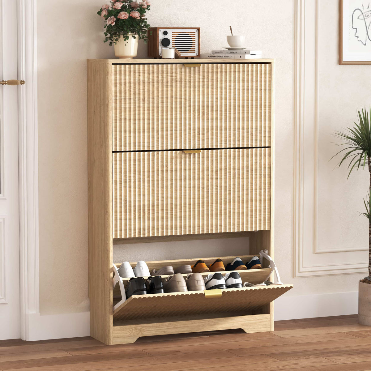 Linea Storage Cabinet with 3 Flip Drawers
