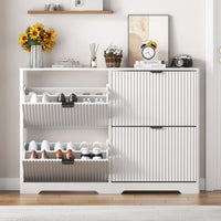 Linea Shoe Cabinet with 4 Flip Drawer