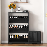 Linea Shoes Cabinet with 3 Flip Drawers & Bench