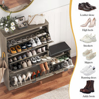 Linea Shoes Cabinet with 3 Flip Drawers & Bench