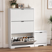 Linea Shoes Cabinet with 3 Flip Drawers & Bench