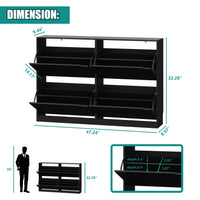 Anymaple Crestline Black 4-door shoe cabinet, shoe cabinet dimensions for slim hallway and foyer placement