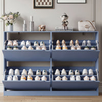 Anymaple Crestline Blue 4-door shoe cabinet, adjustable interior panels for flexible shoe organization