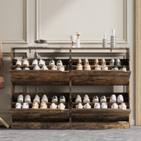 Anymaple Crestline Brown 4-door shoe cabinet, adjustable interior panels for flexible shoe organization