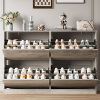 Anymaple Crestline Gray 4-door shoe cabinet, adjustable interior panels for flexible shoe organization
