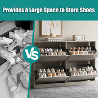 Anymaple Crestline Gray 4-door shoe cabinet, hidden shoe storage cabinet that helps reduce visible clutter and dust