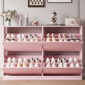 Anymaple Crestline Pink 4-door shoe cabinet, adjustable interior panels for flexible shoe organization